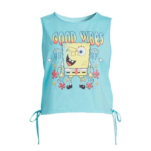 Women’s Junior’s SpongeBob Tweety & Mickey Side Tie Knit Tank Tops 3-Pack Size L - Picture 9 of 16